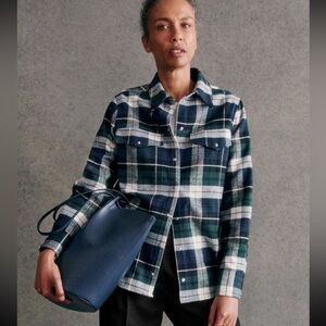 Sezane Eurielle Shirt Blue Green Check - Size 6